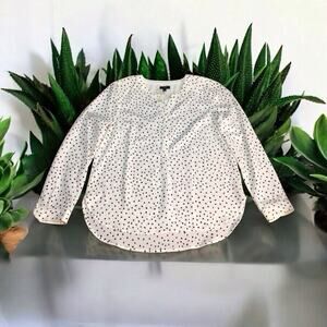 Talbots White Ladies Blouse Polka Dots Long Sleeve Small Petite